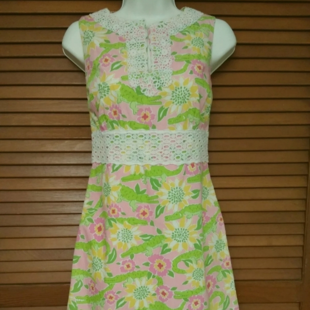 Lilly Pulitzer Late 90s Pink Croc Dress Sz 2